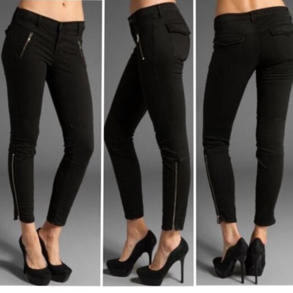 J Brand Ankle Zip Moto Skinny‎ Black Pant Sz 26